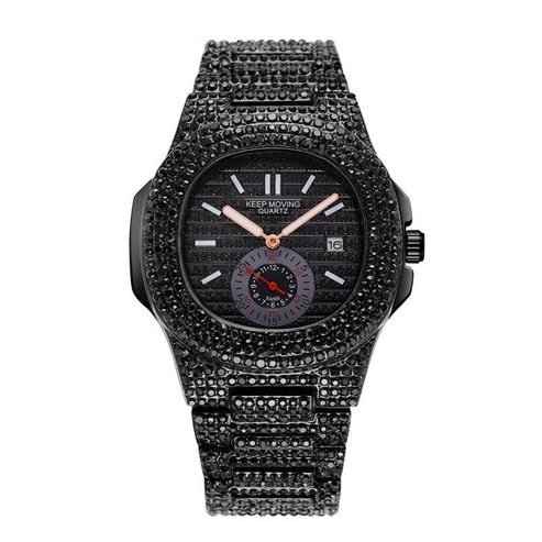 GlamTime™ Quartz Watch – Fashion-Forward Design with Full Calendar & Crystals