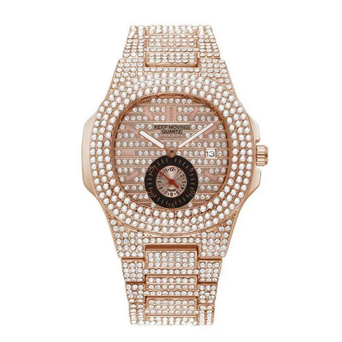 GlamTime™ Quartz Watch – Fashion-Forward Design with Full Calendar & Crystals