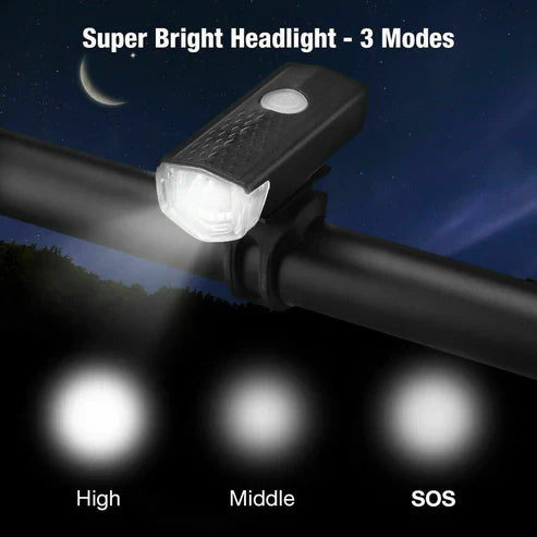 CycleGlow™ LED Bicycle Light Set – USB Charging, Front & Rear, All-Weather Use