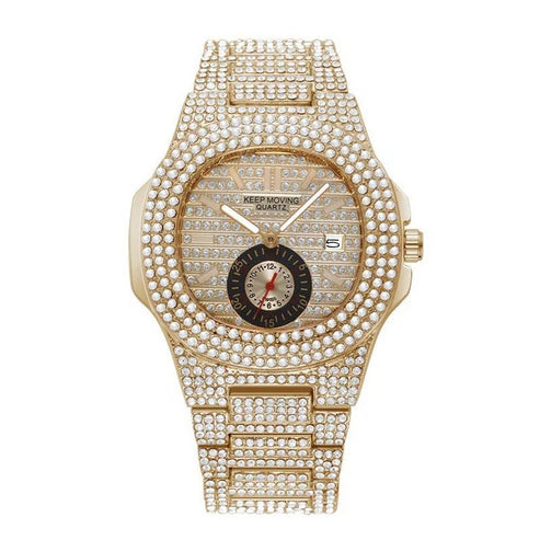 GlamTime™ Quartz Watch – Fashion-Forward Design with Full Calendar & Crystals