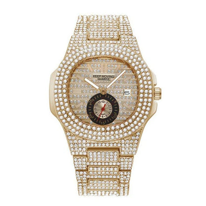 GlamTime™ Quartz Watch – Fashion-Forward Design with Full Calendar & Crystals