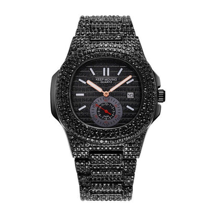 GlamTime™ Quartz Watch – Fashion-Forward Design with Full Calendar & Crystals
