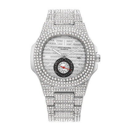 GlamTime™ Quartz Watch – Fashion-Forward Design with Full Calendar & Crystals