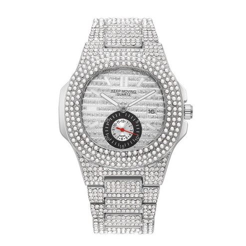 GlamTime™ Quartz Watch – Fashion-Forward Design with Full Calendar & Crystals